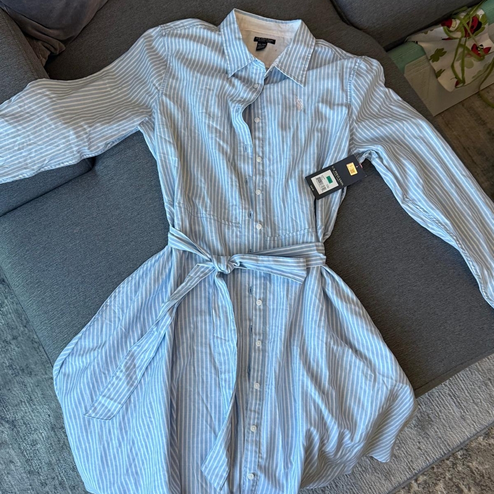 Blue Striped Shirt Dress